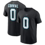Men's Matt Corral Black Carolina Panthers Player Name & Number T-Shirt