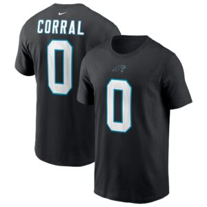 Men's Matt Corral Black Carolina Panthers Player Name & Number T-Shirt