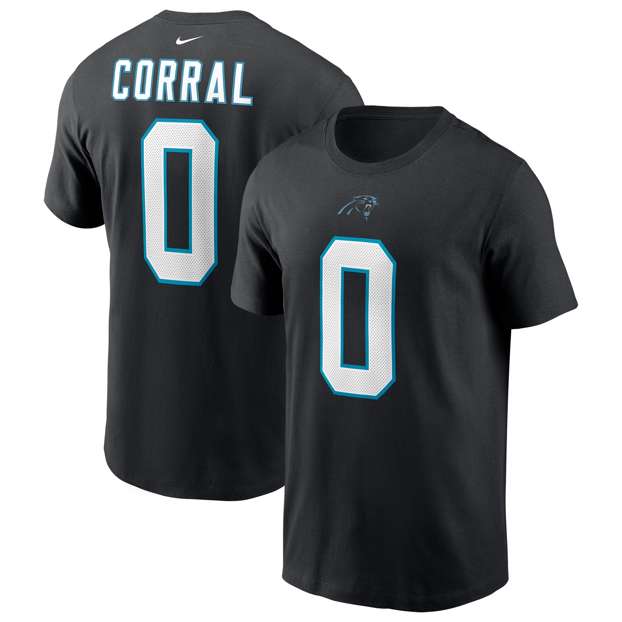 Men's Matt Corral Black Carolina Panthers Player Name & Number T-Shirt
