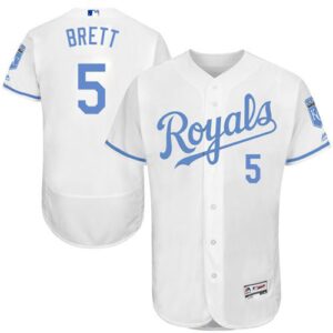 Kansas City Royals #5 George Brett White Flexbase Collection 2016 Father's Day Stitched Jersey