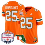 #25 Hurricanes #25 Miami Hurricanes MIA 2026 The Fiesta Bowl & Florida Patch Vapor Limited Jersey - All Stitched