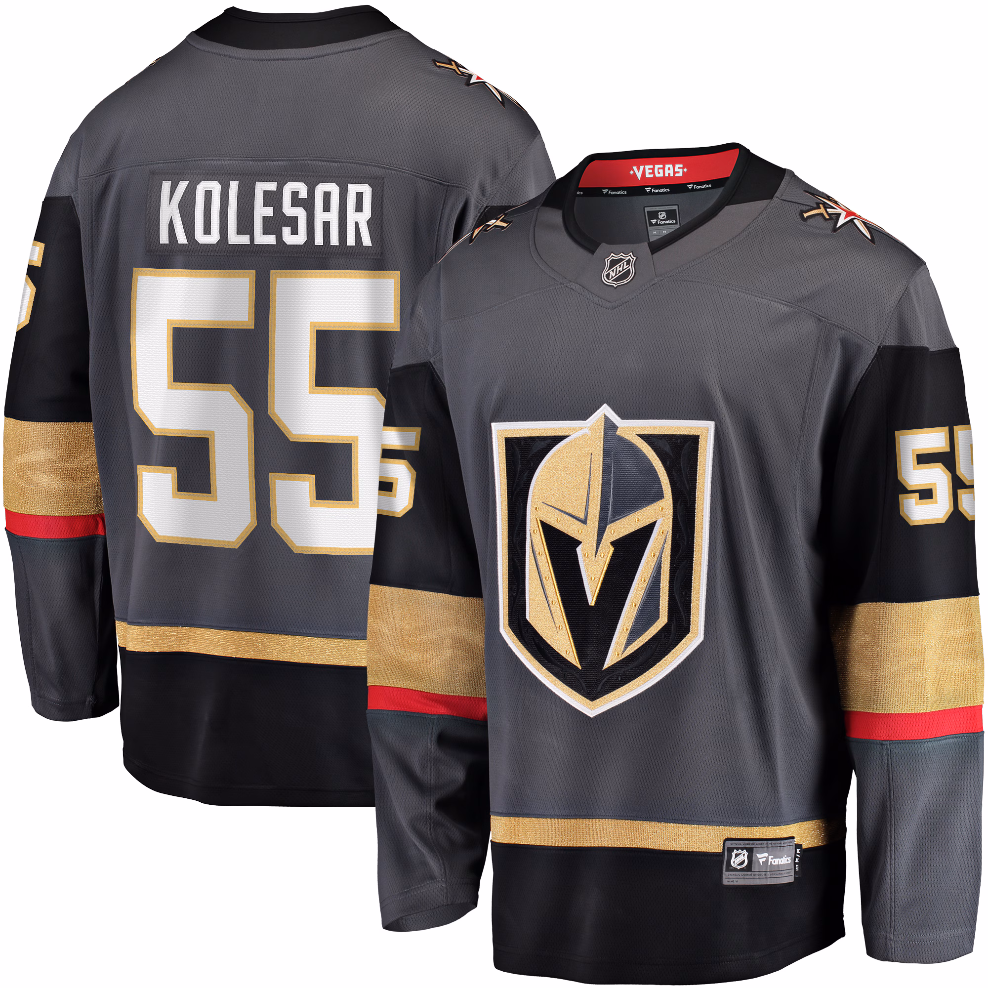 Vegas Golden Knights Keegan Kolesar #55 Fanatics Gray Alternate Breakaway Player Jersey