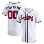 Atlanta Braves White Home Elite Sponsor Patch Custom Jersey