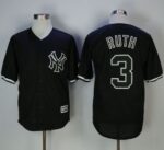 Yankees #3 Babe Ruth Black Fashion Stitched Jersey