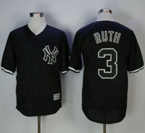 Yankees #3 Babe Ruth Black Fashion Stitched Jersey