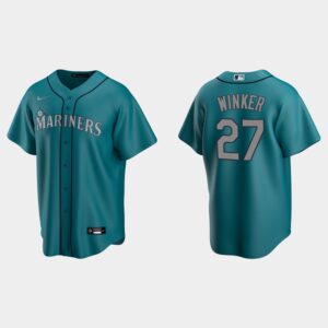 Men's Seattle Mariners #27 Jesse Winker Aqua Alternate Jersey