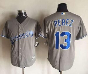 Kansas City Royals #13 Salvador Perez New Grey Cool Base Stitched Jersey