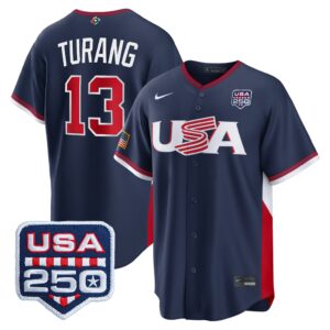 Brice Turang #13 USA Baseball 250th Patch 2026 World Baseball Classic Road Stadium Jersey - Navy