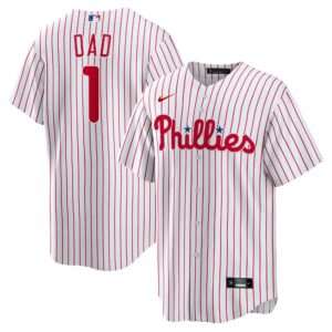Philadelphia Phillies  White #1 Dad Home Replica Jersey