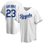 Men's Kansas City Royals #23 Zack Greinke Cool Base White Home Jersey