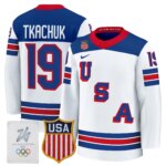 Matthew Tkachuk #19 2026 USA Olympic Premium Hockey Jersey -White