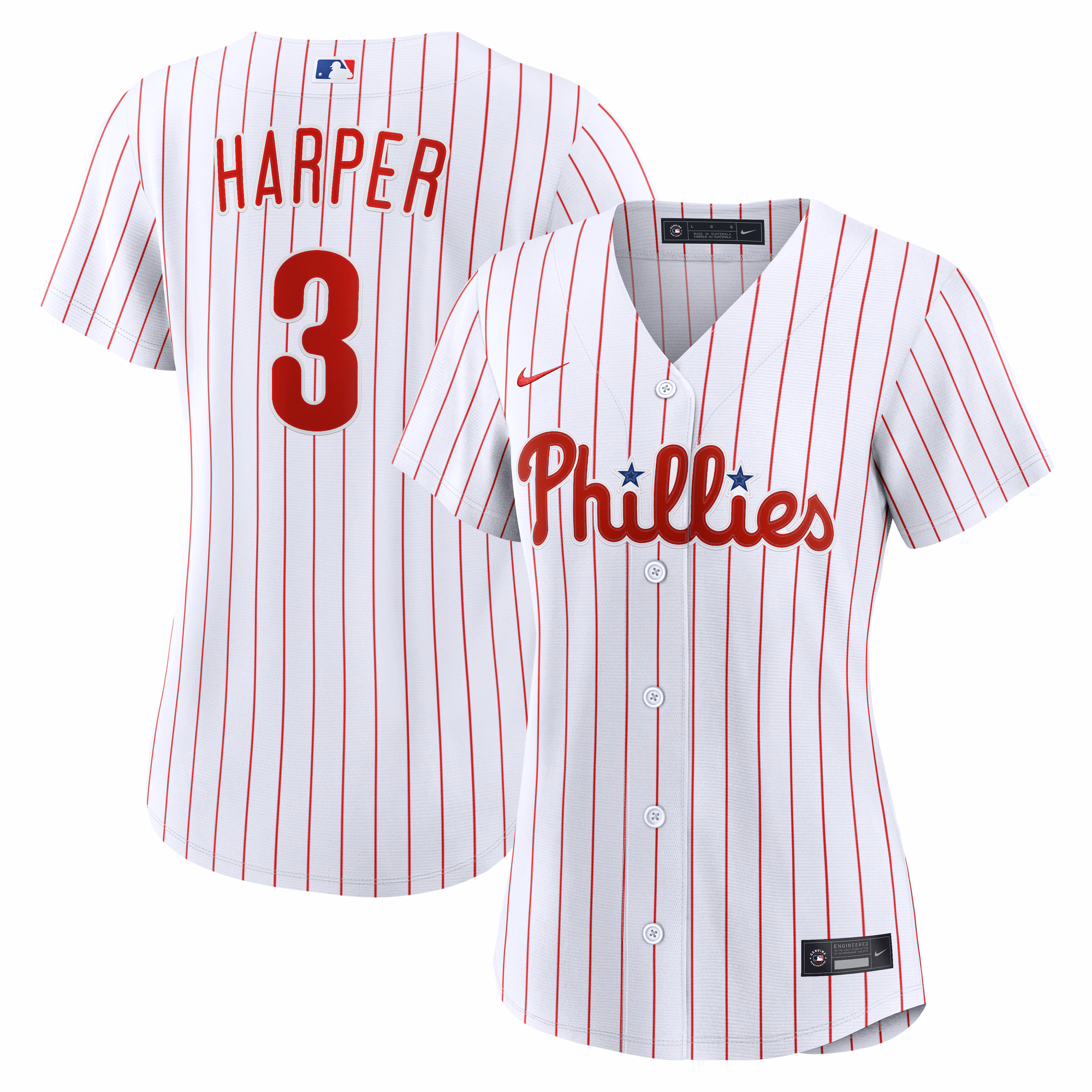 Women's Philadelphia Phillies Bryce Harper #3 White Home Replica Jersey