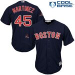 Boston Red Sox #45 Pedro Martinez Navy Blue New Cool Base 2018 World Series Champions Stitched Jersey