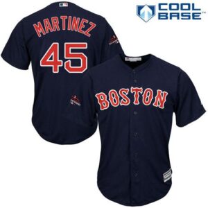 Boston Red Sox #45 Pedro Martinez Navy Blue New Cool Base 2018 World Series Champions Stitched Jersey