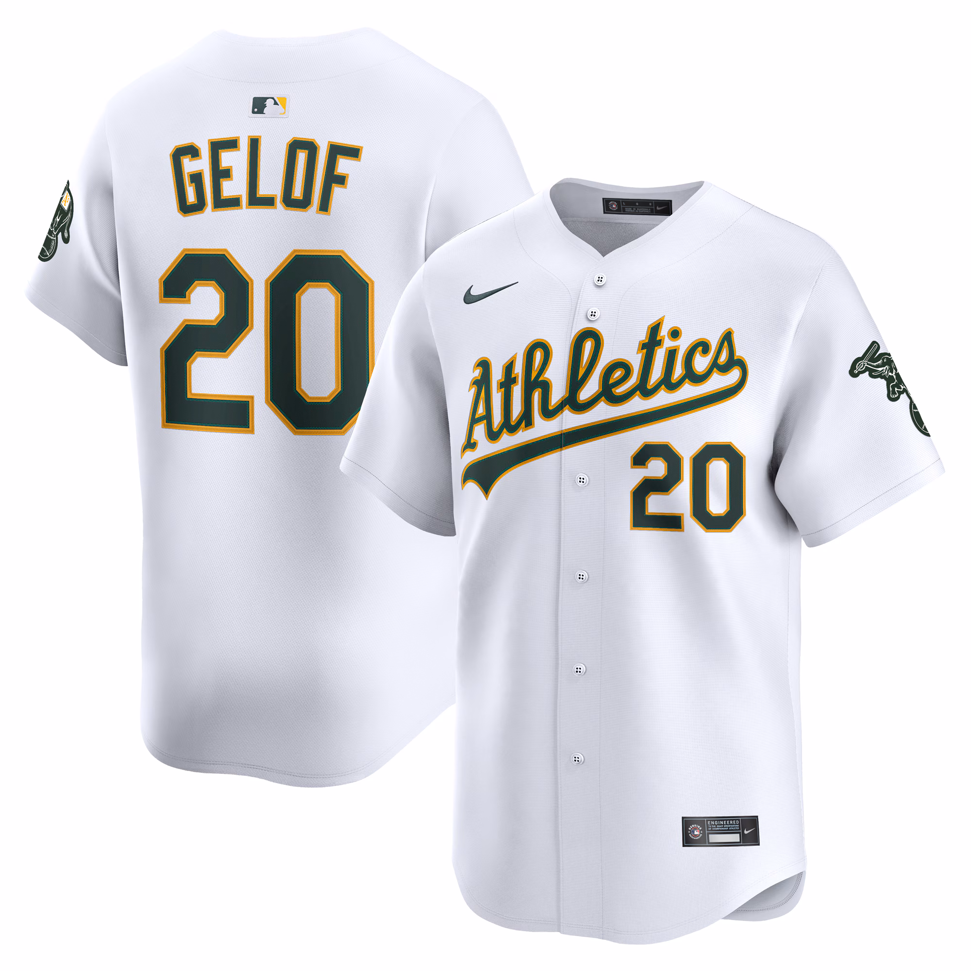 Athletics Zack Gelof #20 White Home Limited Player Jersey