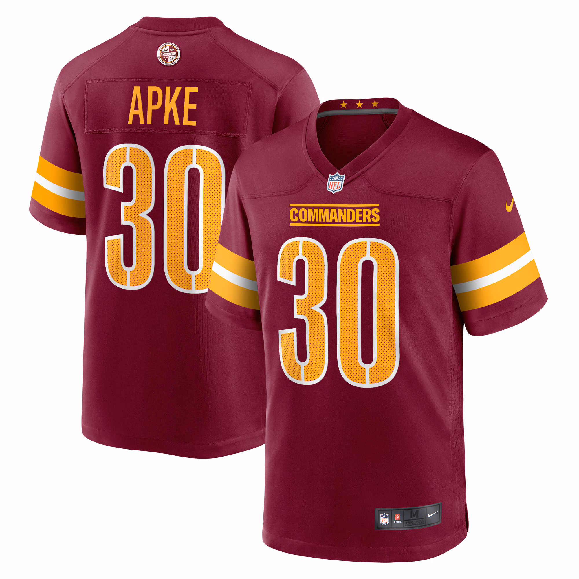 Troy Apke Washington Commanders  Game Jersey -  Burgundy