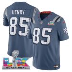Hunter Henry #85 New England Patriots 2025 Super Bowl LX Patch Rivalries Collection Limited Jersey - Storm Blue