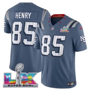 Hunter Henry #85 New England Patriots 2025 Super Bowl LX Patch Rivalries Collection Limited Jersey - Storm Blue