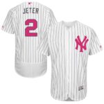 New York Yankees #2 Derek Jeter White Strip Flexbase Collection 2016 Mother's Day Stitched Jersey