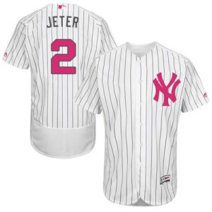 New York Yankees #2 Derek Jeter White Strip Flexbase Collection 2016 Mother's Day Stitched Jersey