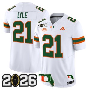 Jordan Lyle #21 Miami Hurricanes MIA 2026 CFP Final & Florida Patch Vapor Limited Jersey - All Stitched