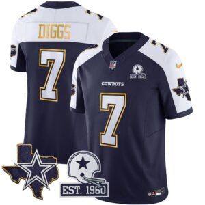 Trevon Diggs #7 Cowboys Texas Patch Gold Trim Vapor Jersey - All Stitched