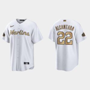 Men's Miami Marlins #22 Sandy Alcantara 2022 All-Star Game Cool Base Jersey - White
