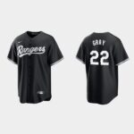 Men's Texas Rangers #22 Jon Gray Black White Official Jersey
