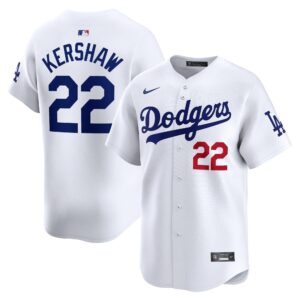 Men's Los Angeles Dodgers Clayton Kershaw  White Home Limited Player Jersey