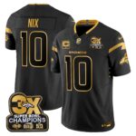 Bo Nix Denver Broncos-Time Champions Patch Gold Vapor Limited Jersey - All Stitched
