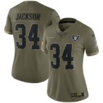Bo Jackson Las Vegas Raiders  Women's 2022 Salute To Service Retired Player Limited Jersey - Olive
