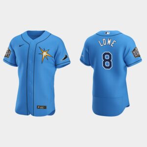 Men's Tampa Bay Rays #8 Brandon Lowe Light Blue 2020 World Series Alternate Team Flex Base Jersey