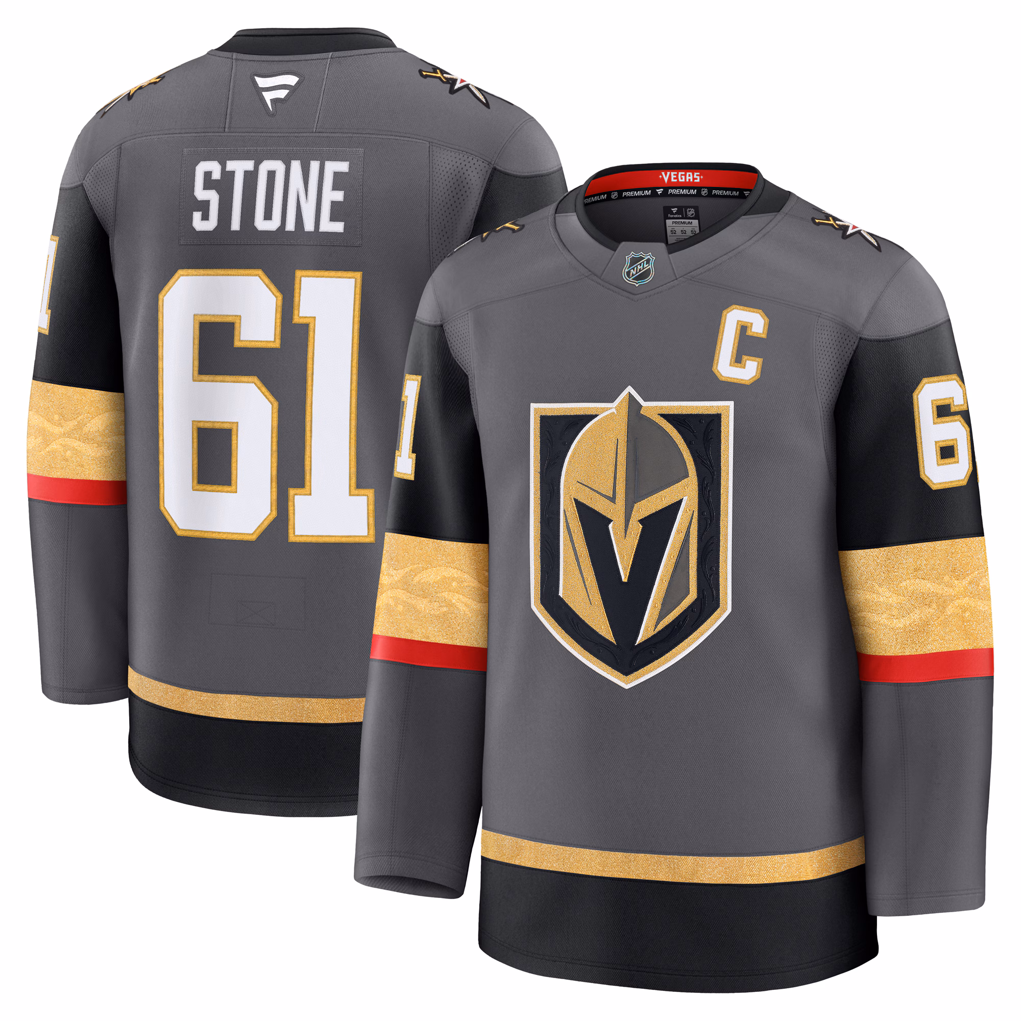 Vegas Golden Knights Mark Stone #61 Fanatics Gray Alternate Premium Jersey