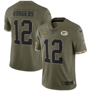 Aaron Rodgers Green Bay Packers  2022 Salute To Service Limited Jersey - Olive