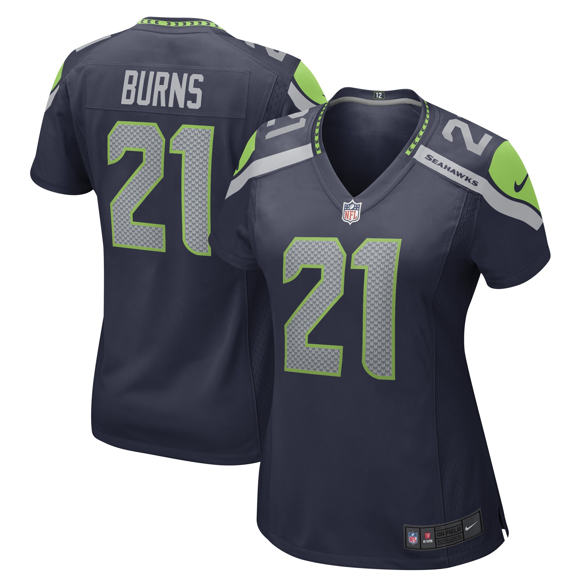 Artie Burns Seattle Seahawks Women's Game Player Jersey - College Navy