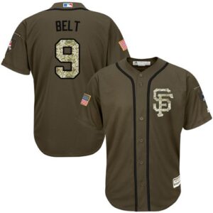 San Francisco Giants #9 Brandon Belt Green Salute to Service Stitched Jersey