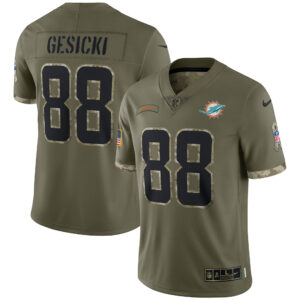 Mike Gesicki Miami Dolphins  2022 Salute To Service Limited Jersey - Olive