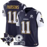 Micah Parsons #11 Cowboys Texas Patch Gold Trim Vapor Jersey - All Stitched