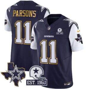 Micah Parsons #11 Cowboys Texas Patch Gold Trim Vapor Jersey - All Stitched