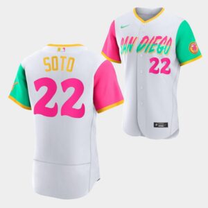 Men's San Diego Padres #22 Juan Soto 2022 City Connect White Flex Base Jersey