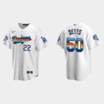 Men's Los Angeles Dodgers #50 Mookie Betts 2022 Pride Night LGBTQ Cool Base Jersey - White