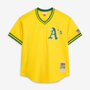 Athletics Mark McGwire Mitchell & Ness Gold Authentic Batting Practice Jersey