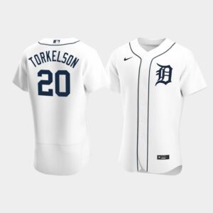 Men's Detroit Tigers #20 Spencer Torkelson 2020 Draft Home White Jersey