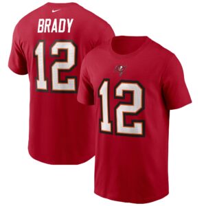 Men's Tom Brady Red Tampa Bay Buccaneers Name & Number T-Shirt