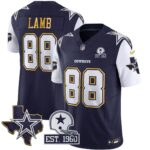 CeeDee Lamb #88 Cowboys Texas Patch Gold Trim Vapor Jersey - All Stitched