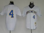 Mitchell And Ness Milwaukee Brewers #4 Paul Molitor Stitched White Throwback Jersey