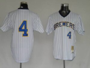 Mitchell And Ness Milwaukee Brewers #4 Paul Molitor Stitched White Throwback Jersey