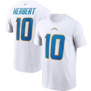 Men's Justin Herbert White Los Angeles Chargers Name & Number T-Shirt