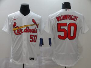Men's St. Louis Cardinals #50 Adam Wainwright White Stitched Flex Base  Jersey