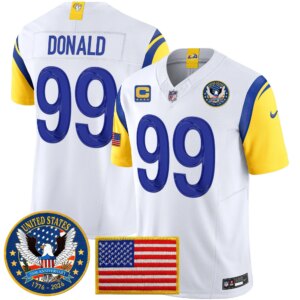 Aaron Donald #99 Los Angeles Rams 2025 United States 250th Anniversary Patch Vapor Limited Jersey - All Stitched